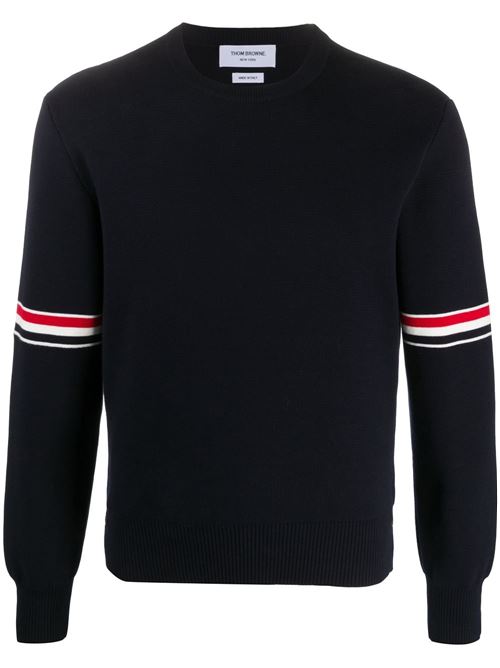 Cotton sweater with logo THOM BROWNE | MKA326AY3001415